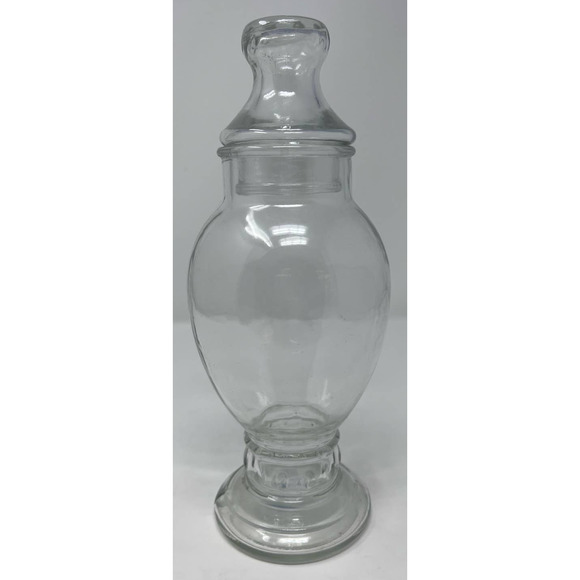 Vintage‎ Apothecary Clear Glass Footed Jar with Lid 10